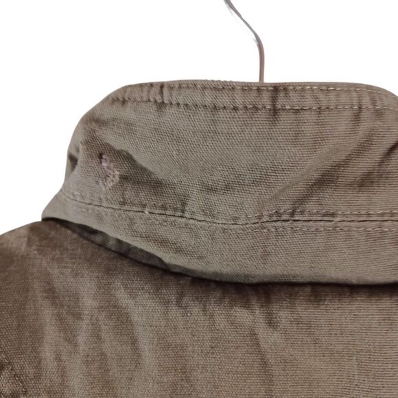 Wrangler Sherpa Line M Green Canvas Vest Corduroy Collar Crown Rhinestone Back - Picture 10 of 10